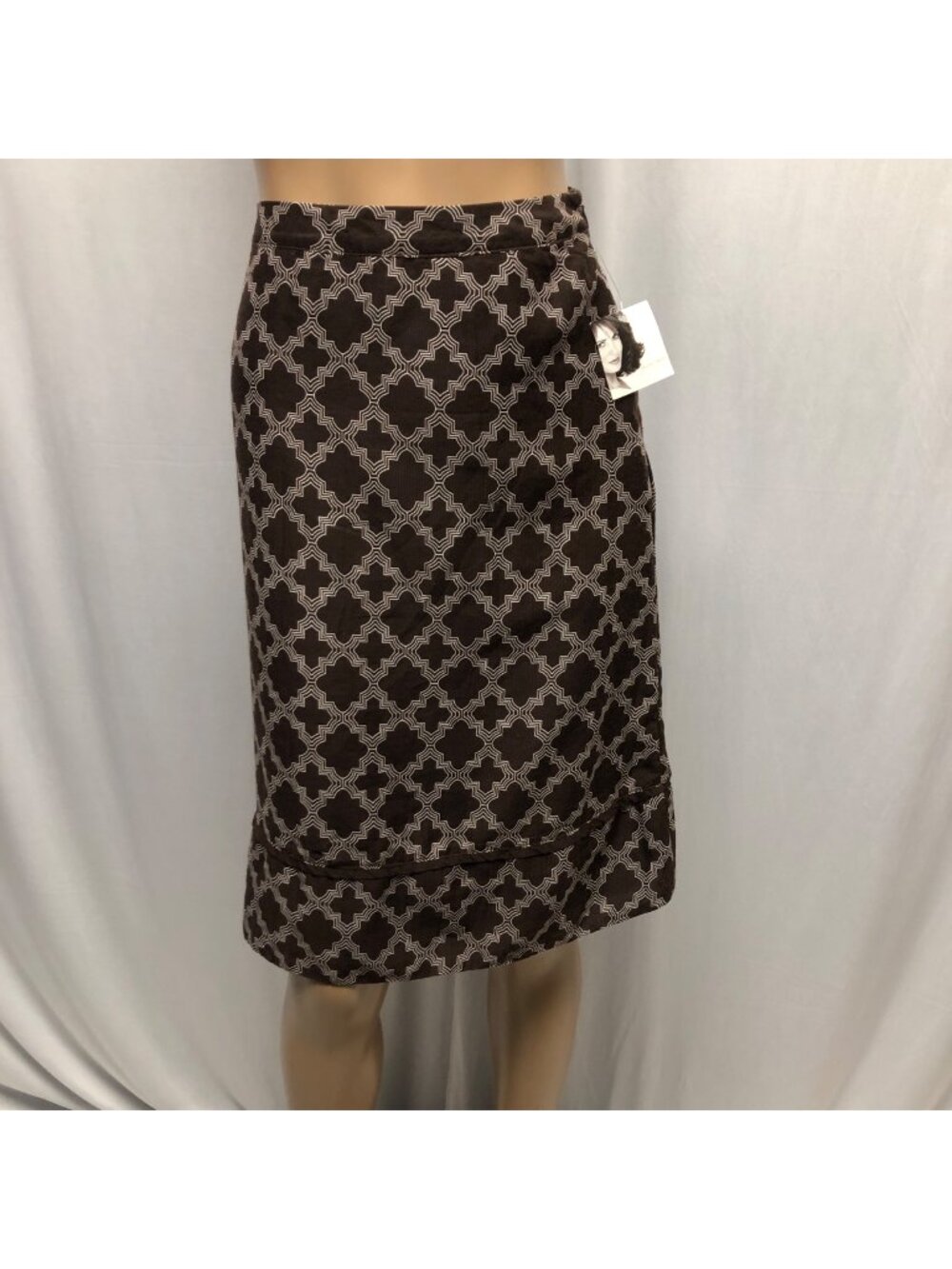 Jaclyn Smith Skirt Womens Sz 16 Brown White Lined Lightweight A-Line Office NEW
